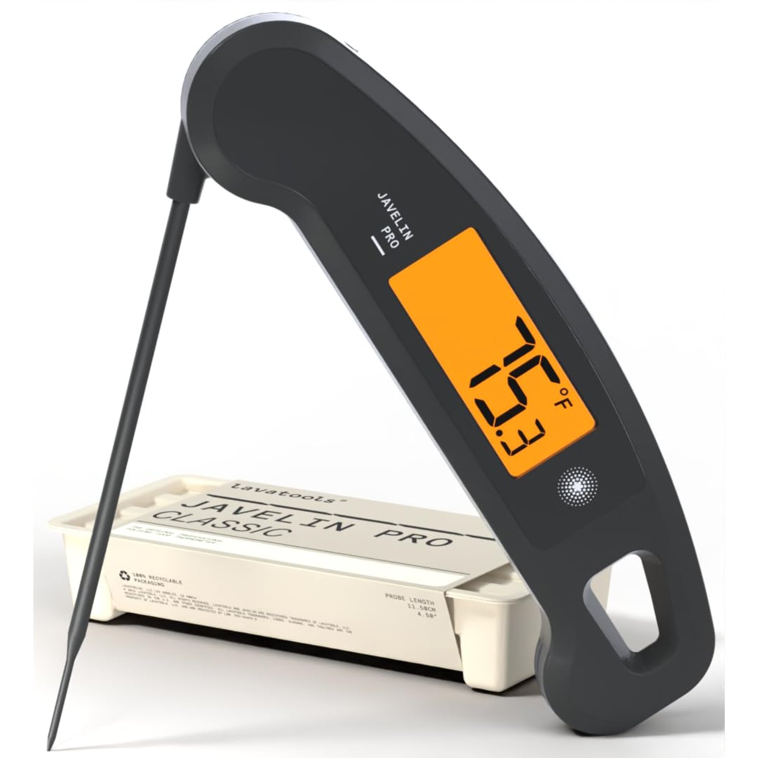 Lavatools PX1D Javelin PRO Duo Ultra Fast Professional Digital Instant Read Meat Thermometer for Grill and Cooking, 110cm Probe, Auto-Rotating Backlit Display, Splash Resistant – Ink