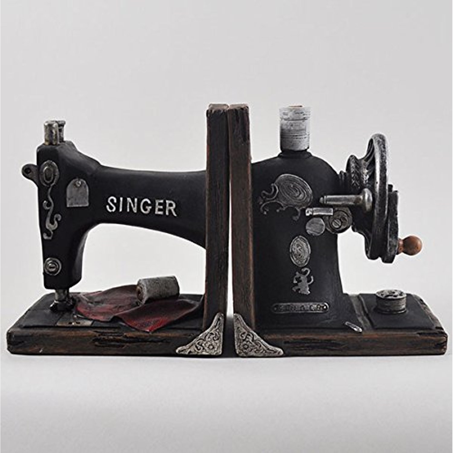 Vintage Singer Sewing Machine Shelf Tidy Book Ends - Heavy Storage Retro Hipster Office Study CDs DVDs Tailoring