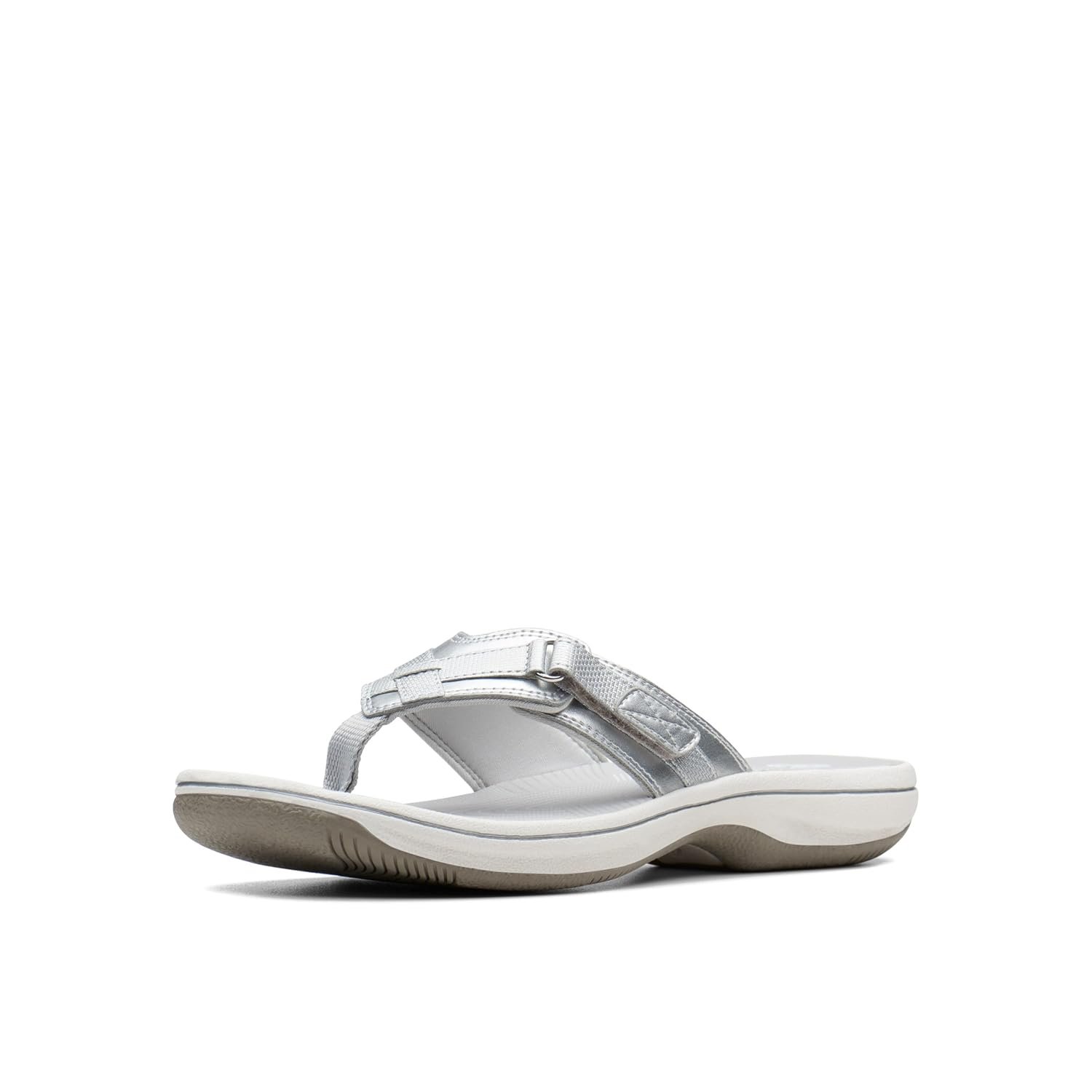 Clarks Women's Breeze Sea Flip Flop, New Silver Synthetic, 3.5 UK
