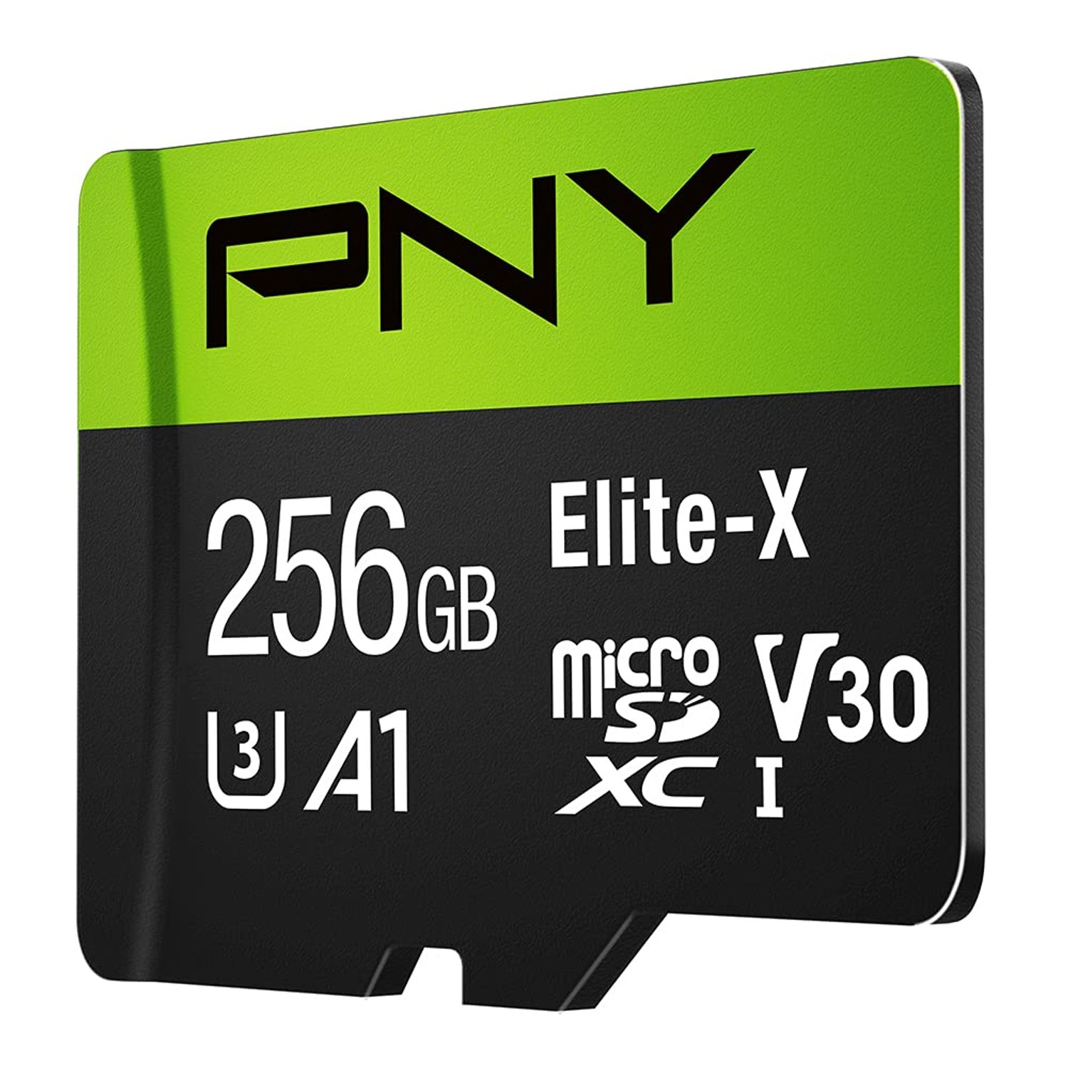 PNY Elite-X microSD 256GB, U3, V30, A1, Class 10, up to 100MB/s – P-SDU256U3100EX-GE