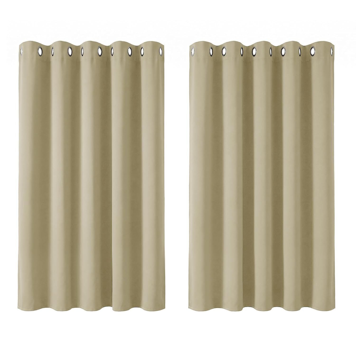 Deconovo Super Soft Room Darkening Curtains Thermal Insulated Eyelet Curtains for Nursery 66 x 54 Inch Beige 2 Panels