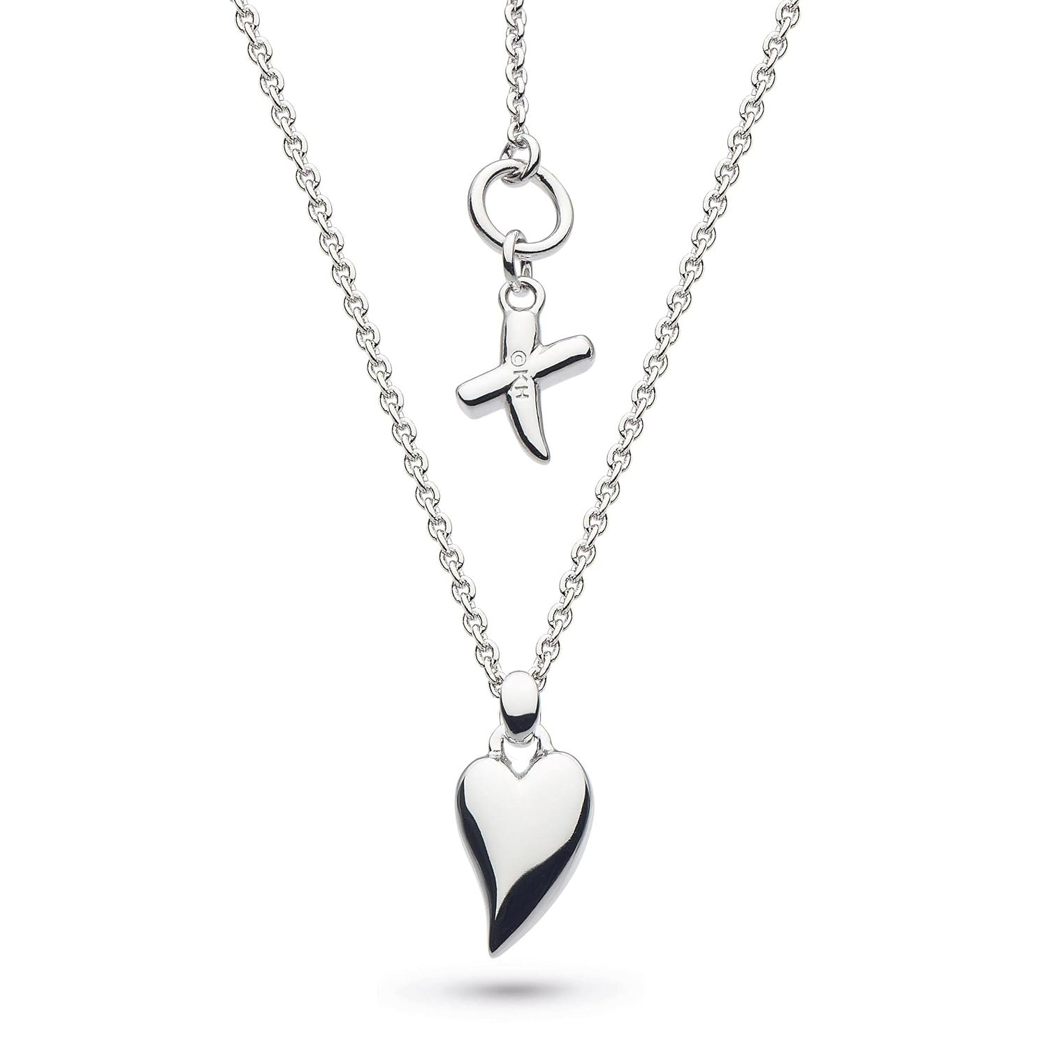Kit Heath Desire Kiss Mini Heart Necklace - Sterling Silver, Delicate Heart Pendant, Timeless Design, Perfect for Everyday Wear, Gift for Her
