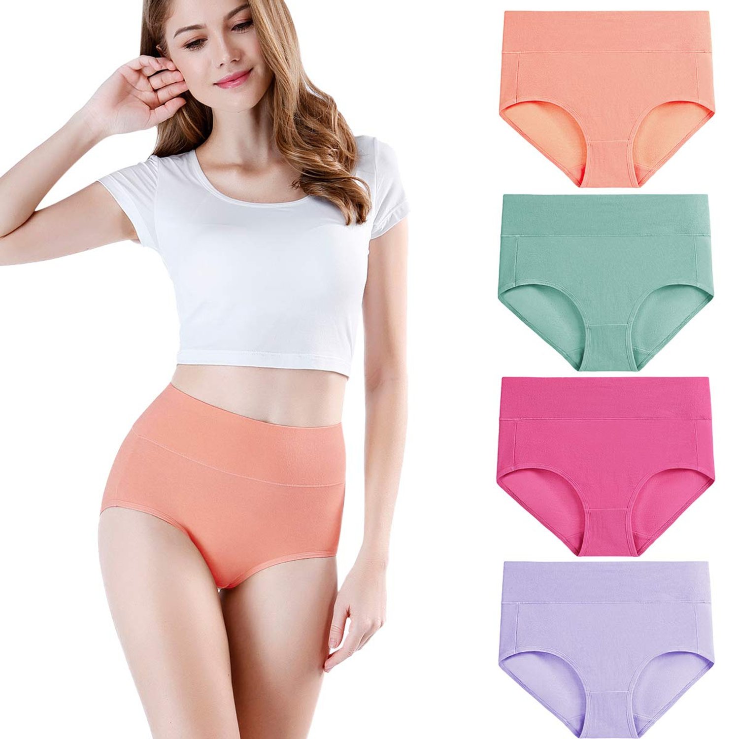 wirarpa Ladies Knickers Cotton Full Briefs High Waisted Underwear Panties for Women Multipack Size 4XL