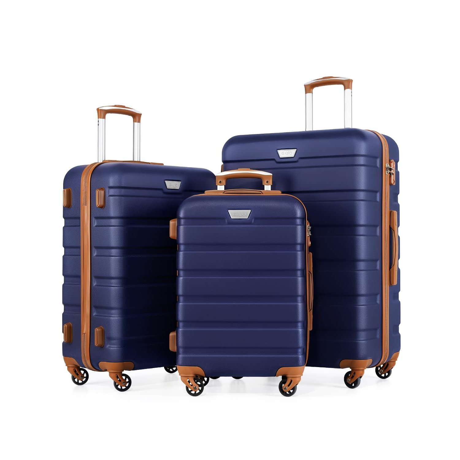 COOLIFE 3 Piece Luggage Set for Family,ABS+PC, Lightweight Durable Suitcase