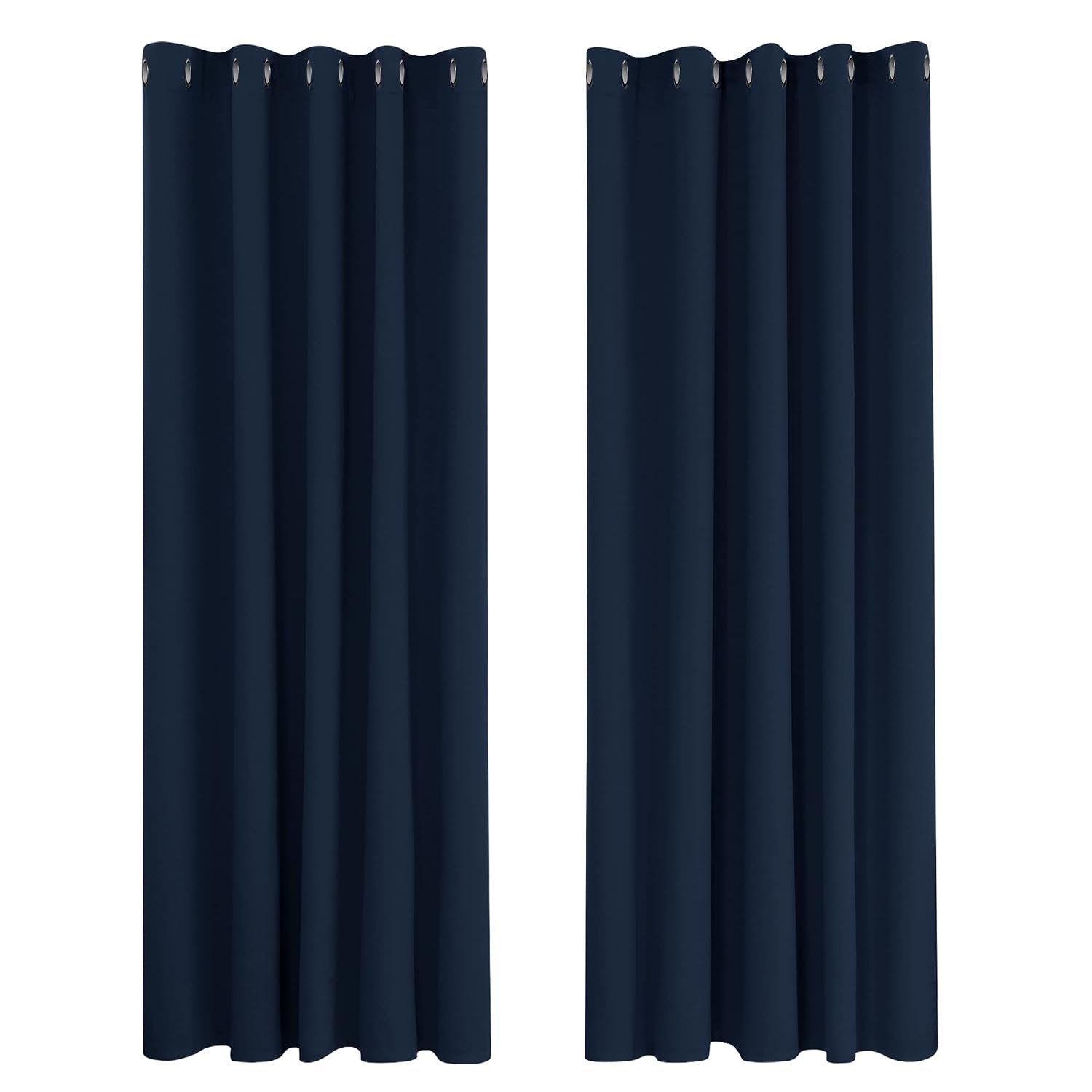 Deconovo Super Soft Eyelet Curtains Thermal Insulated Blackout Curtains for Bedroom 66 x 54 Inch Navy Blue 2 Panles