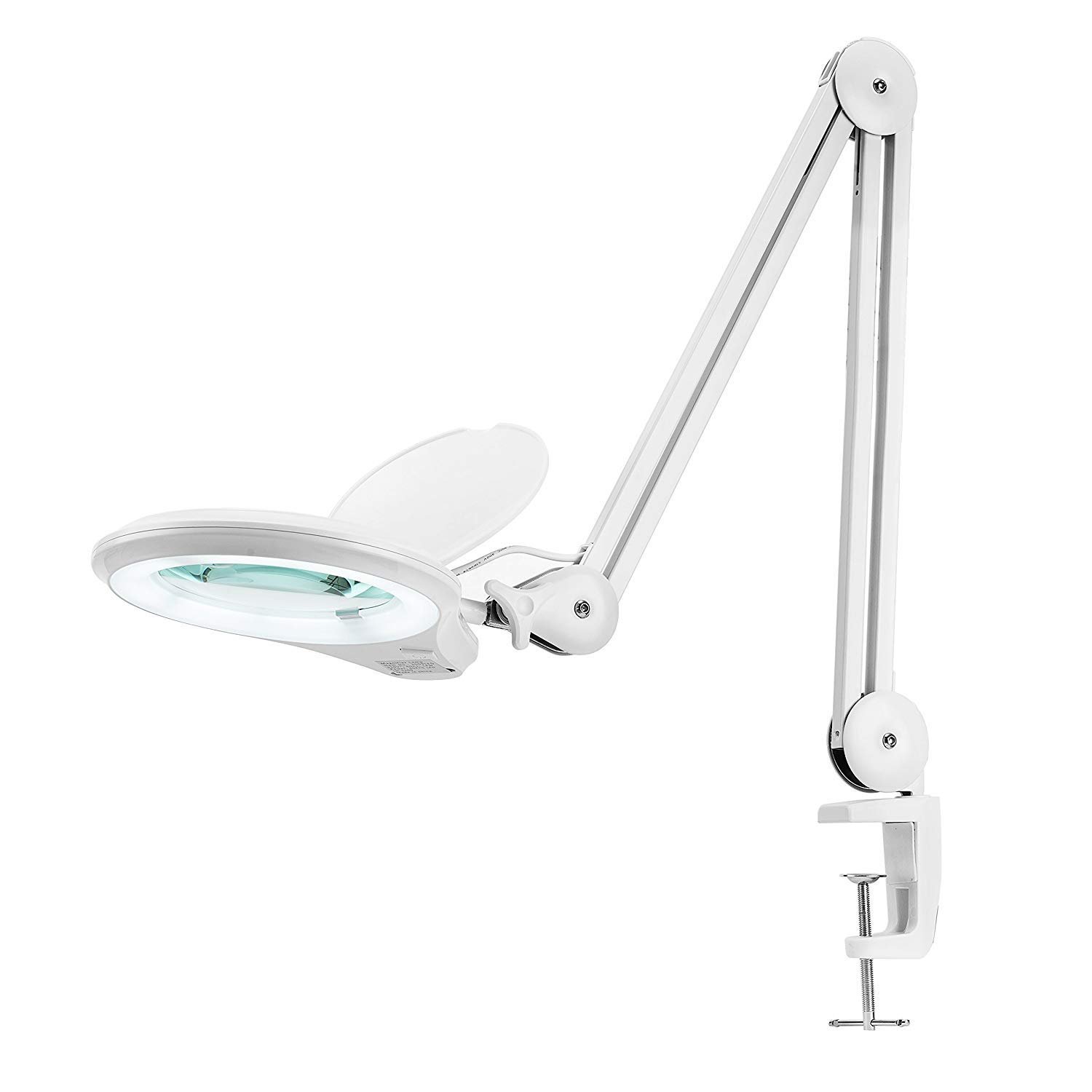 Neatfi LED Bifocal Magnifying Lamp 1,200 Lumens – 13cm Glass Lens, Dual Magnification 2.25X/6X, Dimmable | Adjustable Arm with Clamp | Crafting, Jewelry & Reading (White)