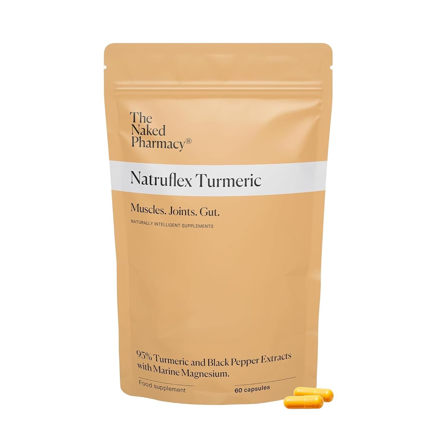 The Naked Pharmacy | Natruflex | Joint & Muscle | Aids Sports Performance | Natural Turmeric and Black Pepper Capsules | High Strength | No Additives | Vegan | 60 Capsules
