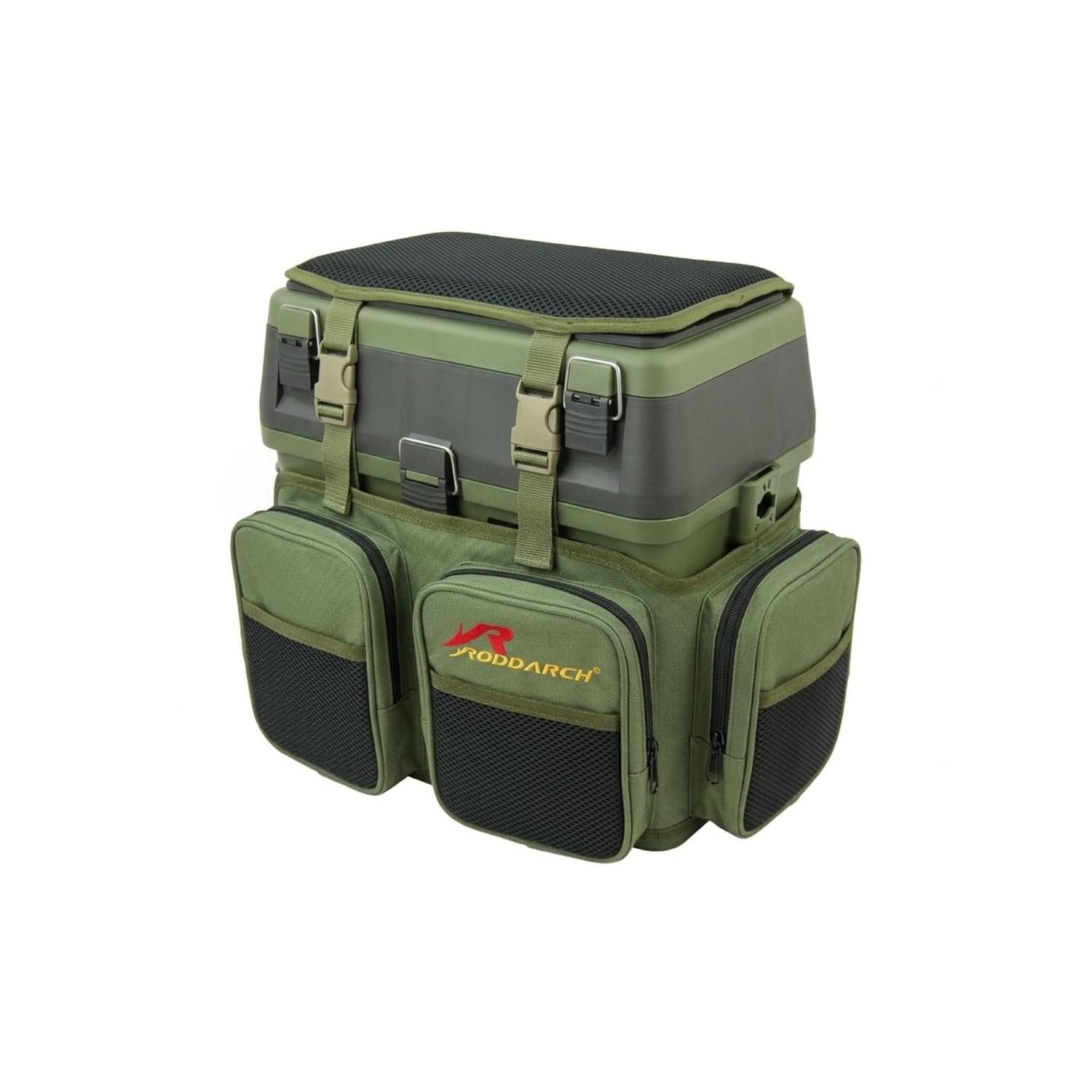 Roddarch Fishing Seat Box and Rucksack: 600D Ripstop Nylon Backpack with 18 Litre ABS Tackle Box and Padded Shoulder Straps