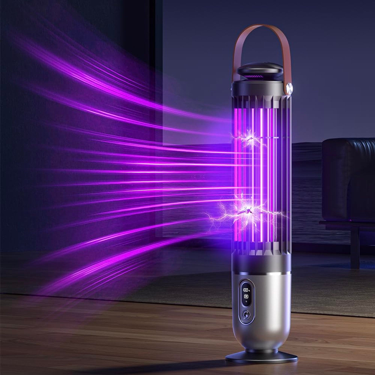 FanFuGuo® Electric Fly Catcher Mosquito Killer Lamp USB Rechargeable,Fly Zapper Trap Lamp with Dusk to Dawn Sensor,UV Light & Sleep Night Light 2-in-1 Mode,Bug Zapper for Indoor and Outdoor (Black)