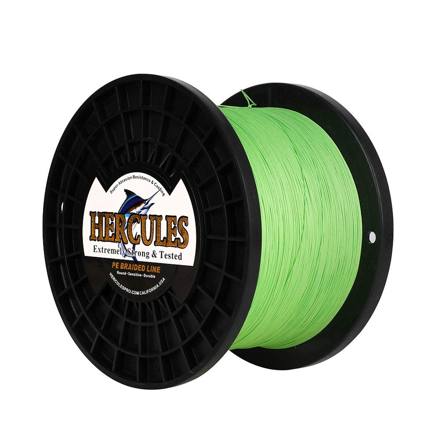 Hercules Braided Fishing Line 1500m 1640yds 10lbs-200lbs Pe Superline 8 Strands (Fluorescent Green 200lb/90.7kg 0.75mm)