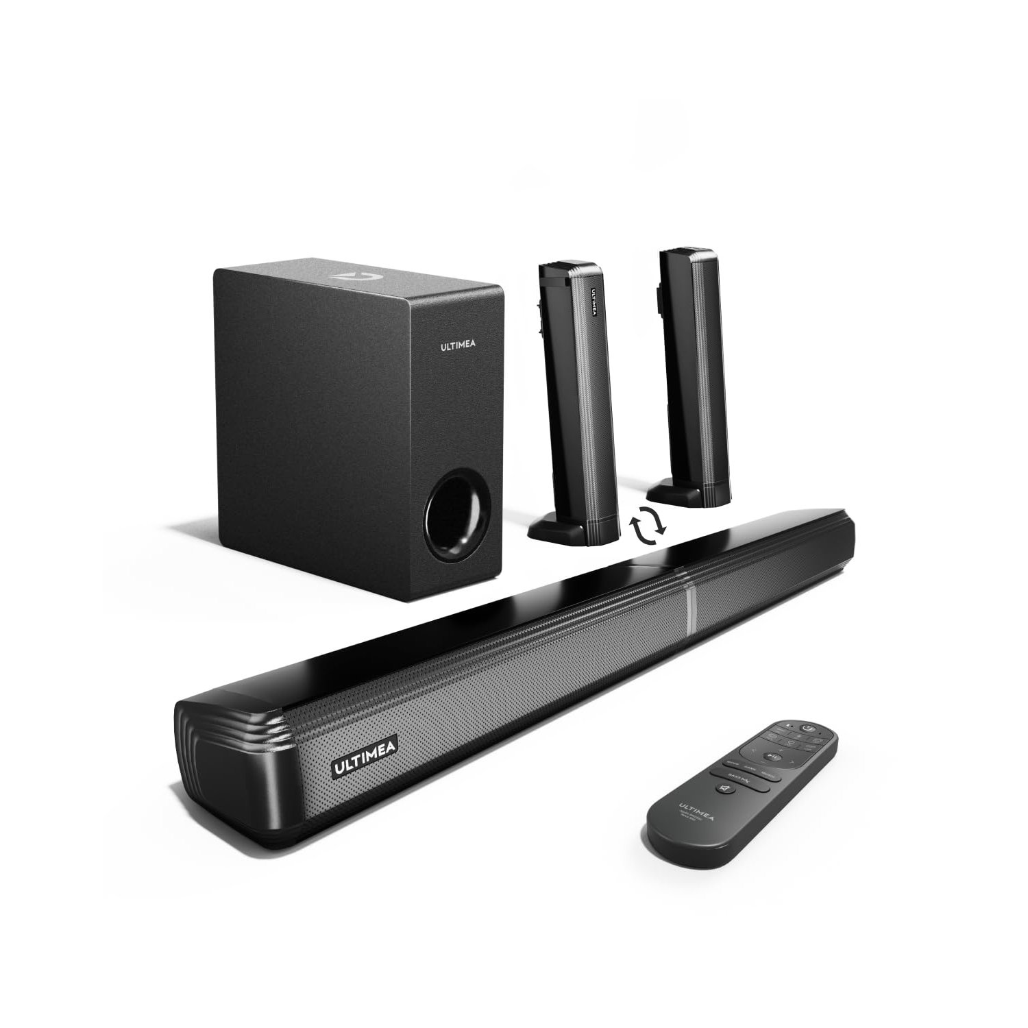 ULTIMEA 4.1ch Sound Bar for Smart TV with Subwoofer, App, Peak Power 200W, 2-in-1 Detachable Bluetooth 5.3 Soundbar, Bass Adjustable, 3 EQ Modes TV Sound Bar, ARC/Optical/Aux, Apollo S50 2025 Version