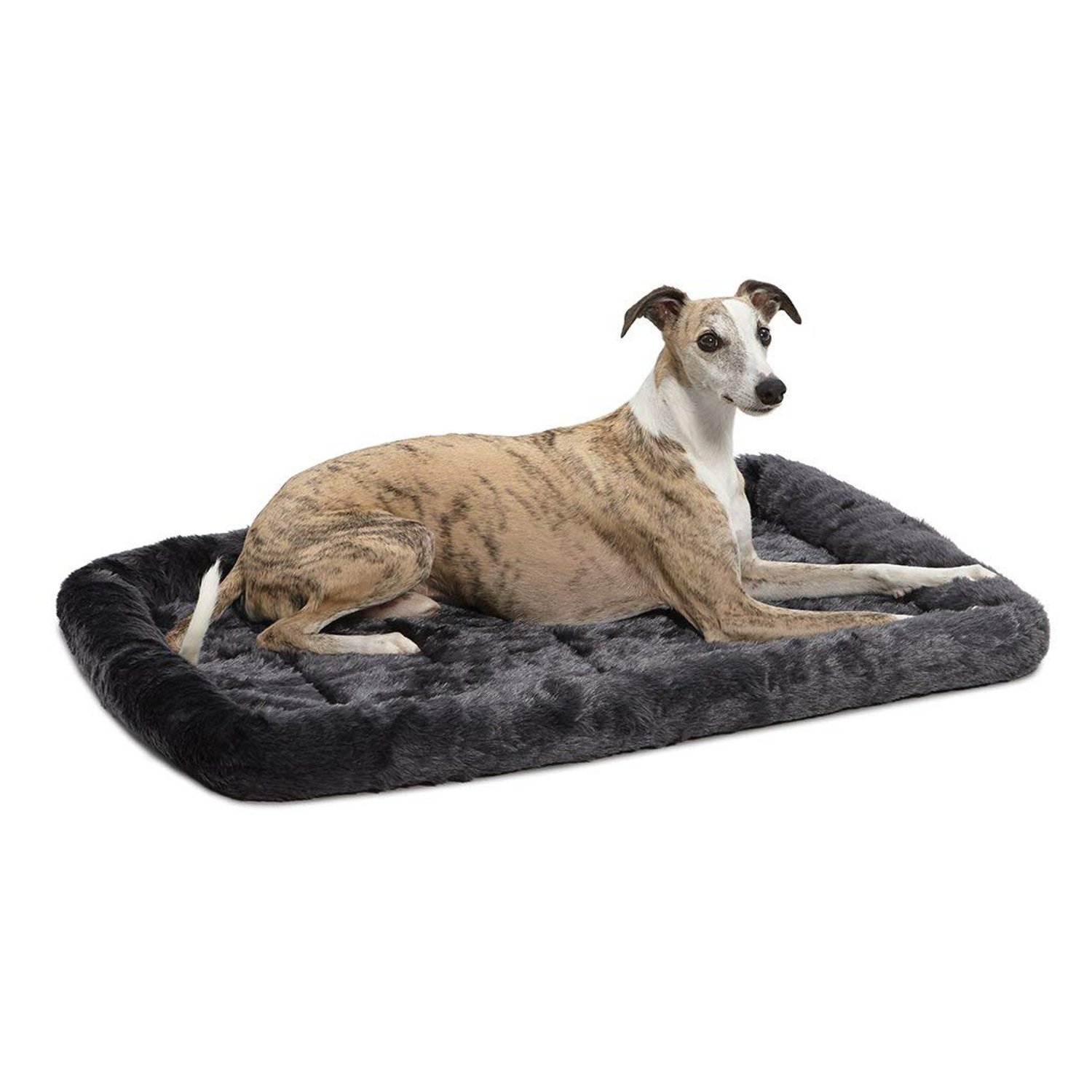 MidWest Homes for Pets QuietTime Dog Bed – Gray Faux Fur Bolster, Ultra-Soft and Machine Washable, Fits 91 cm Crates and Carriers, for Medium to Large Breed Dogs