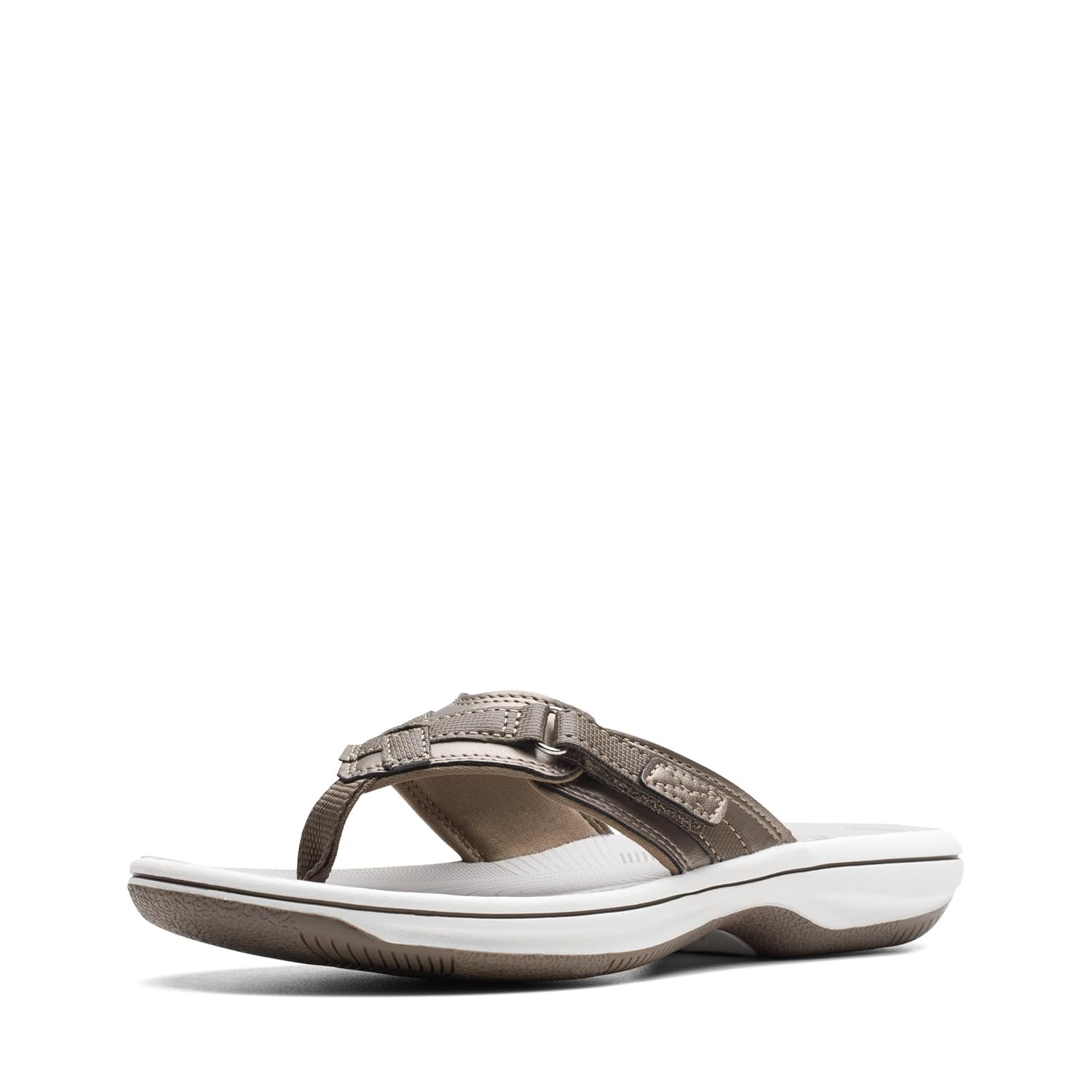 Clarks Women's Breeze Sea Flip Flop, New Pewter Synthetic, 7.5 UK M