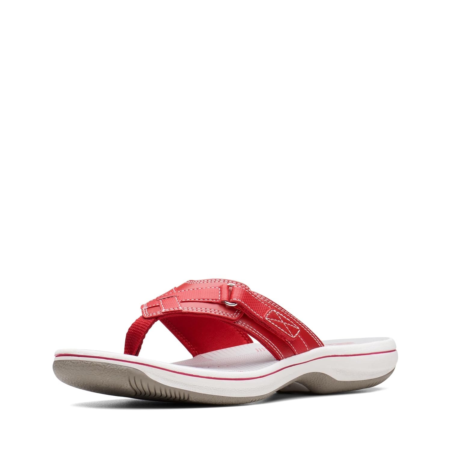 Clarks Women's Breeze Sea Flip Flop, New Red Synthetic, 7.5 UK M