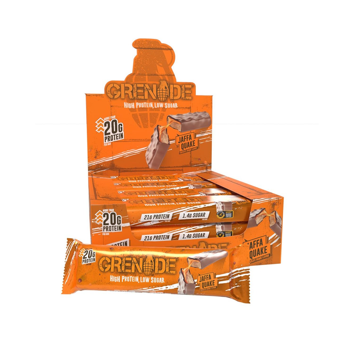 Grenade Jaffa Quake Protein Bars, 12 x 60 g
