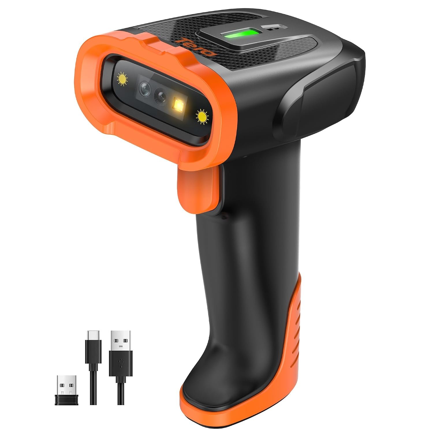 Tera Wireless Bluetooth Barcode Scanner: 2200mAh Lithium-Polymer Battery 1D 2D QR Bluetooth 2.4G Wireless Handheld Bar Code Reader 1.5m USB Cable Barcode Scanner for Retail Warehouse Library D5300