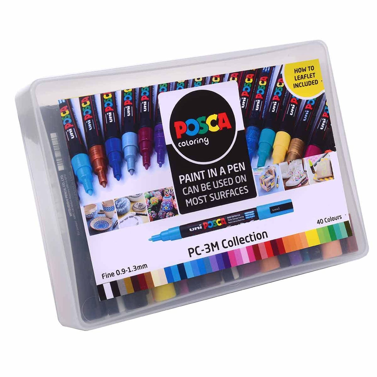 POSCA PC-3M Fine Acrylic Paint Marker Pens, Assorted Colours (40-Pack)