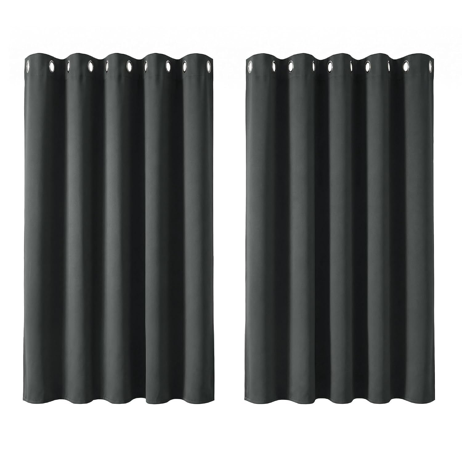 Deconovo Window Decoration Super Soft Thermal Insulated Eyelet Blackout Curtains for Bedroom 66 x 54 Drop Inch Dark Grey 2 Panels