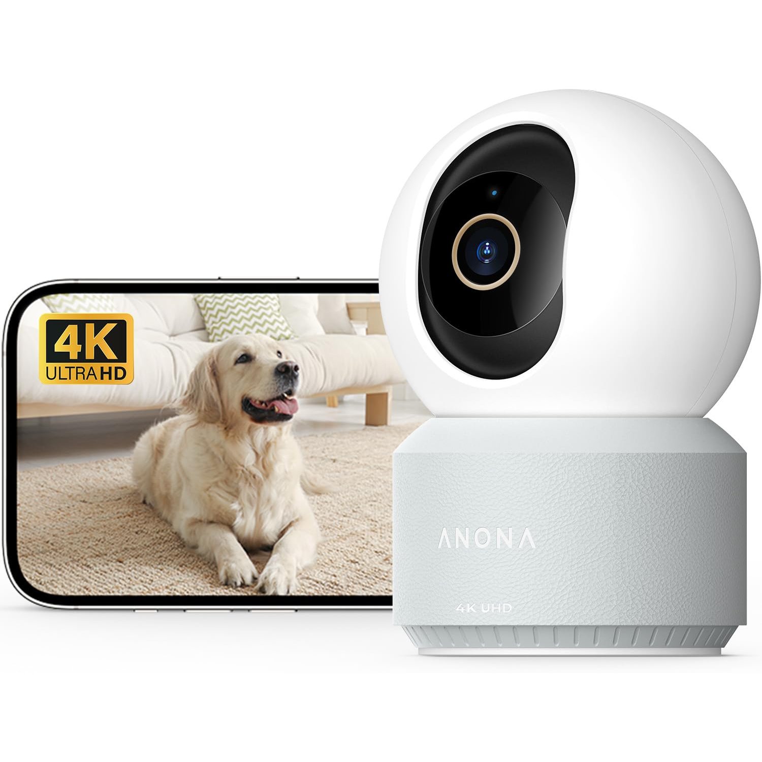 Anona Pano 4K UHD Indoor Security Camera, 360° Pan-Tracking Dome Camera for Home Security, Wi-Fi 6, Indoor Camera with Person/Pet/Baby Cry Detection, 2-Way Audio & Privacy Mode | Alexa Compatible