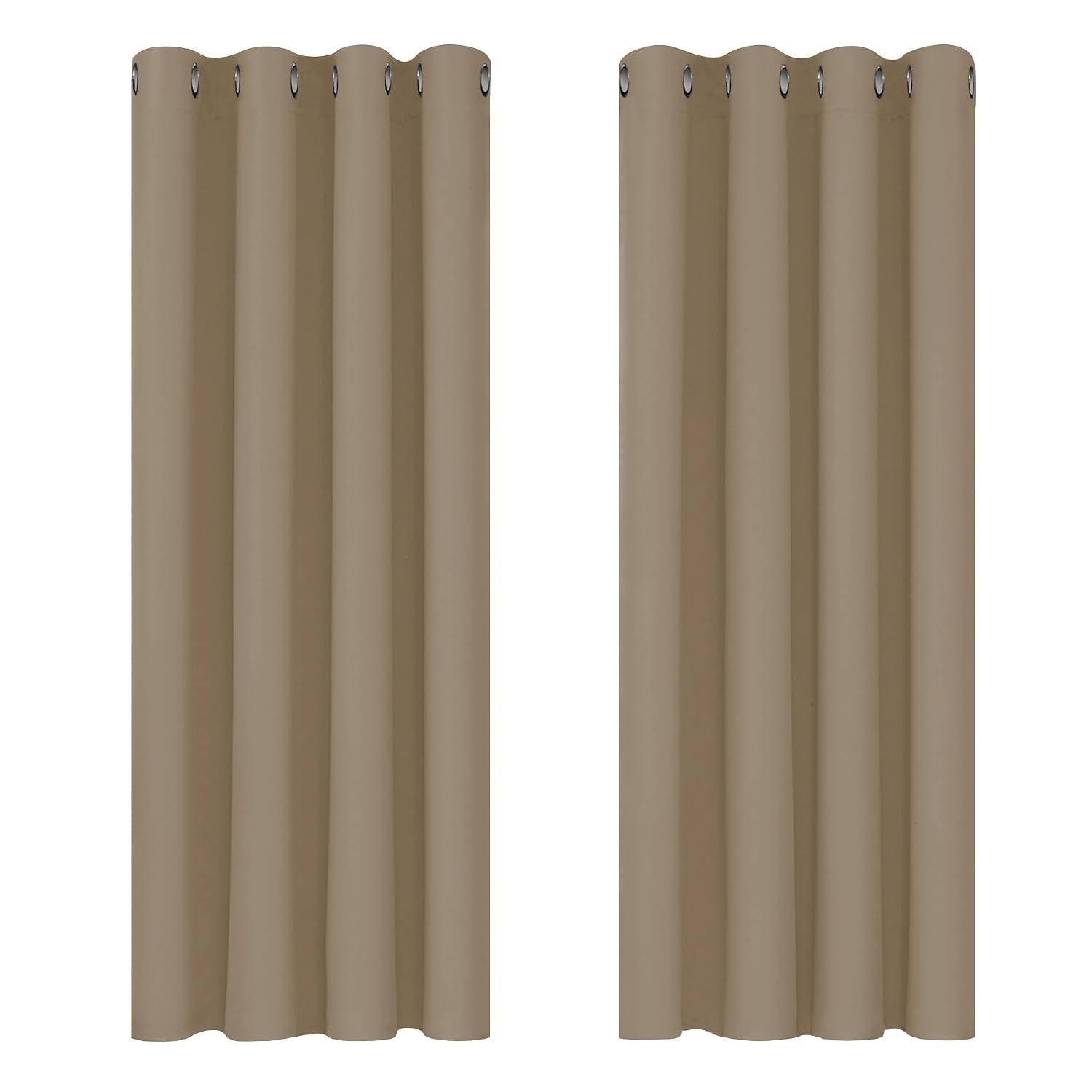 Deconovo Curtains Blackout Thermal Insulated Eyelet Blackout Curtains for Living Room 46 x 54 Inch Drop Tan Brown 1 Pair