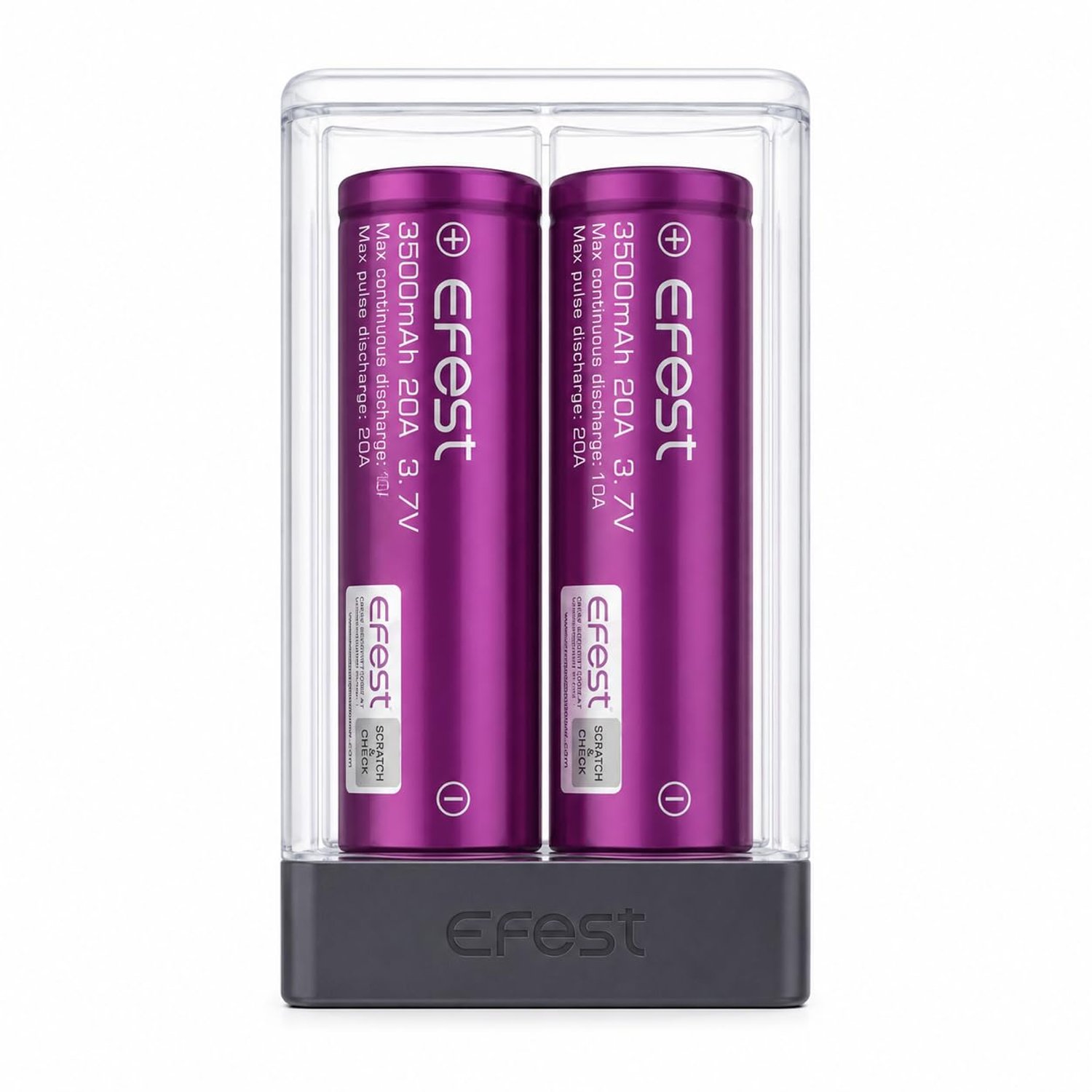 EFEST 3500 Rechargeable Battery, 20A Robust Output, Extended Capacity, Versatile Compatibility, Highly Stable, with Protective Plastic Case, for Vaping Mods and Electronics, No Nicotine (Pack of 2)