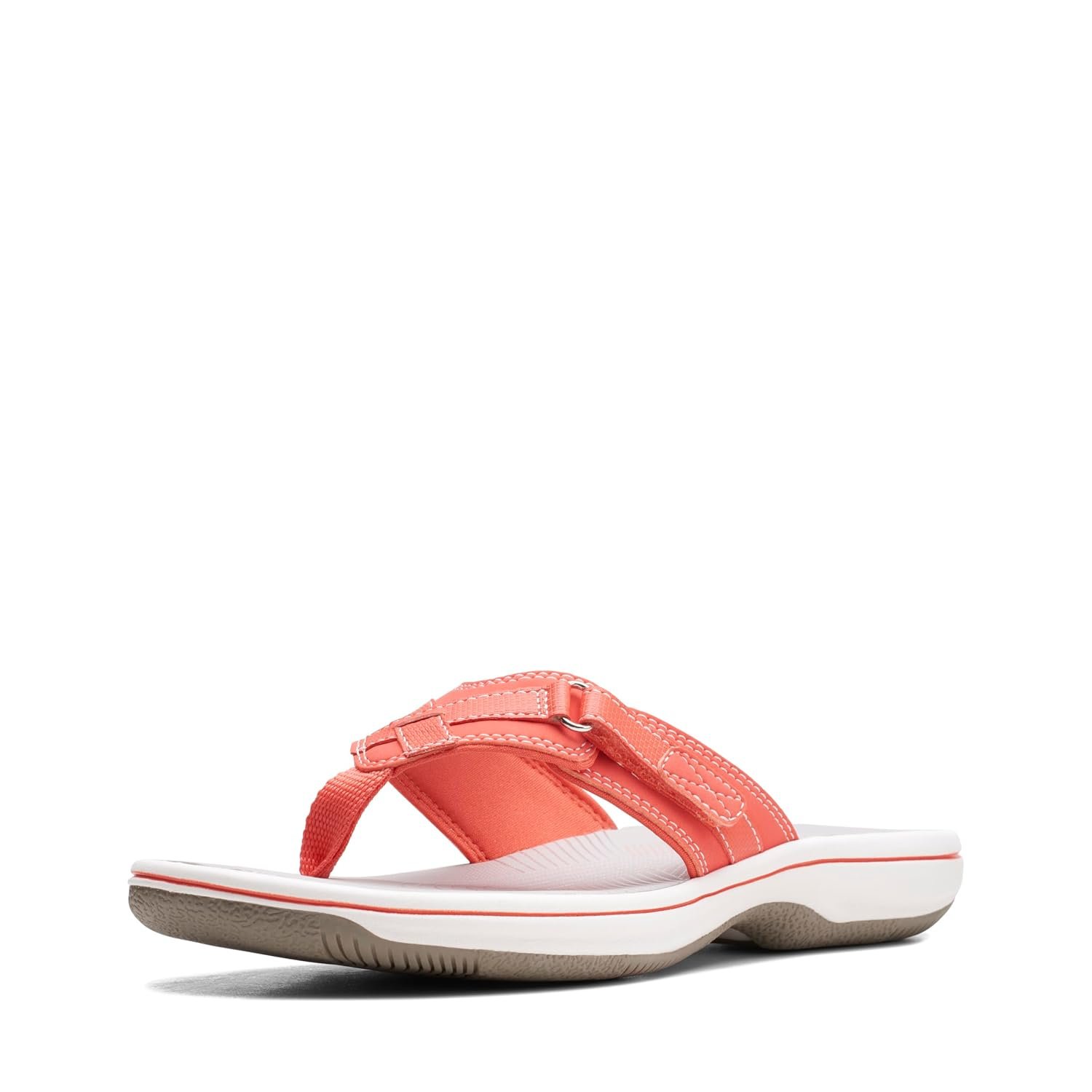 Clarks Women's Breeze Sea Flip-Flop, Bright Coral Synthetic, 4.5 UK