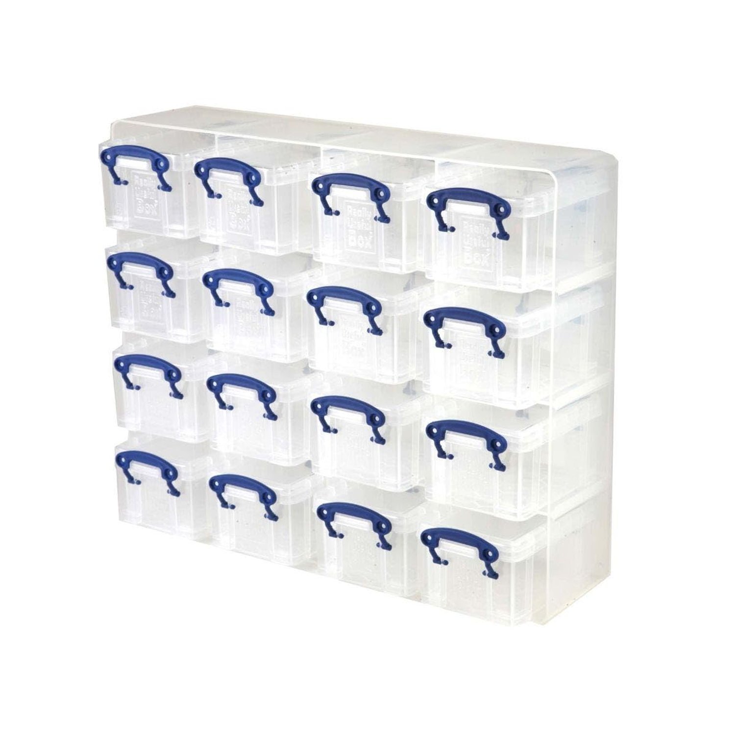 Really Useful Box Plastic Storage Organiser 0.3 Litre Pack Of 16 - Color: Clear