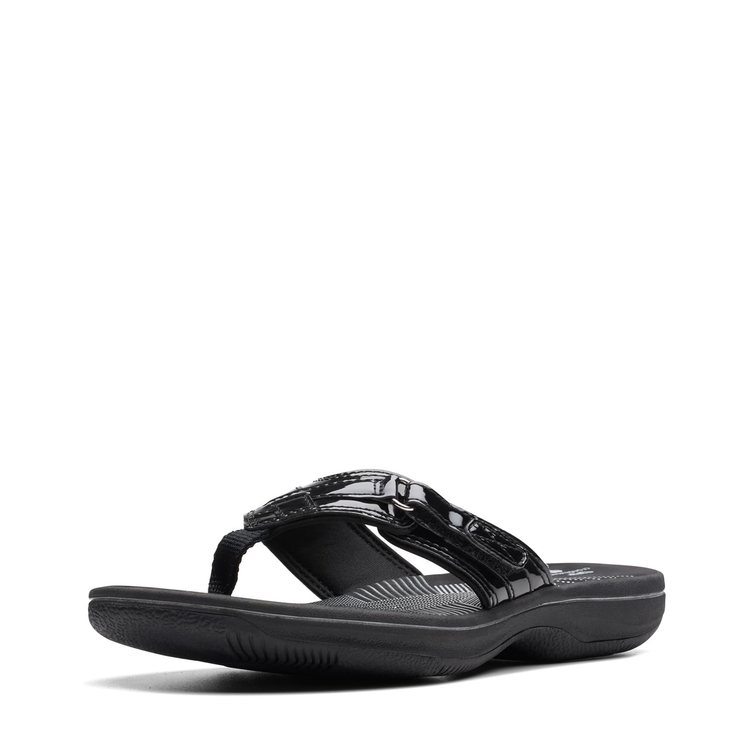 Clarks Women's Breeze Sea Flip-Flop, Black Patent, 6.5 UK