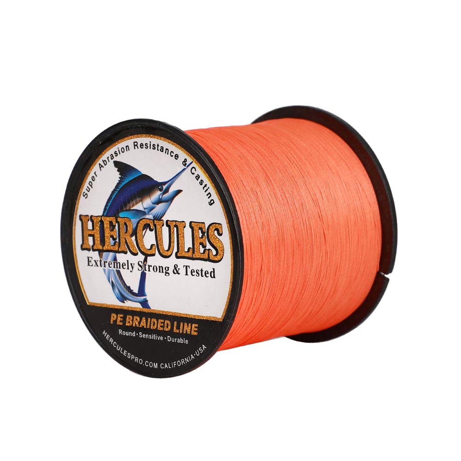 Hercules Braided Fishing Line 2000m 2187yds 10lbs-200lbs Pe Superline 8 Strands (Orange 10lb/4.5kg 0.12mm)