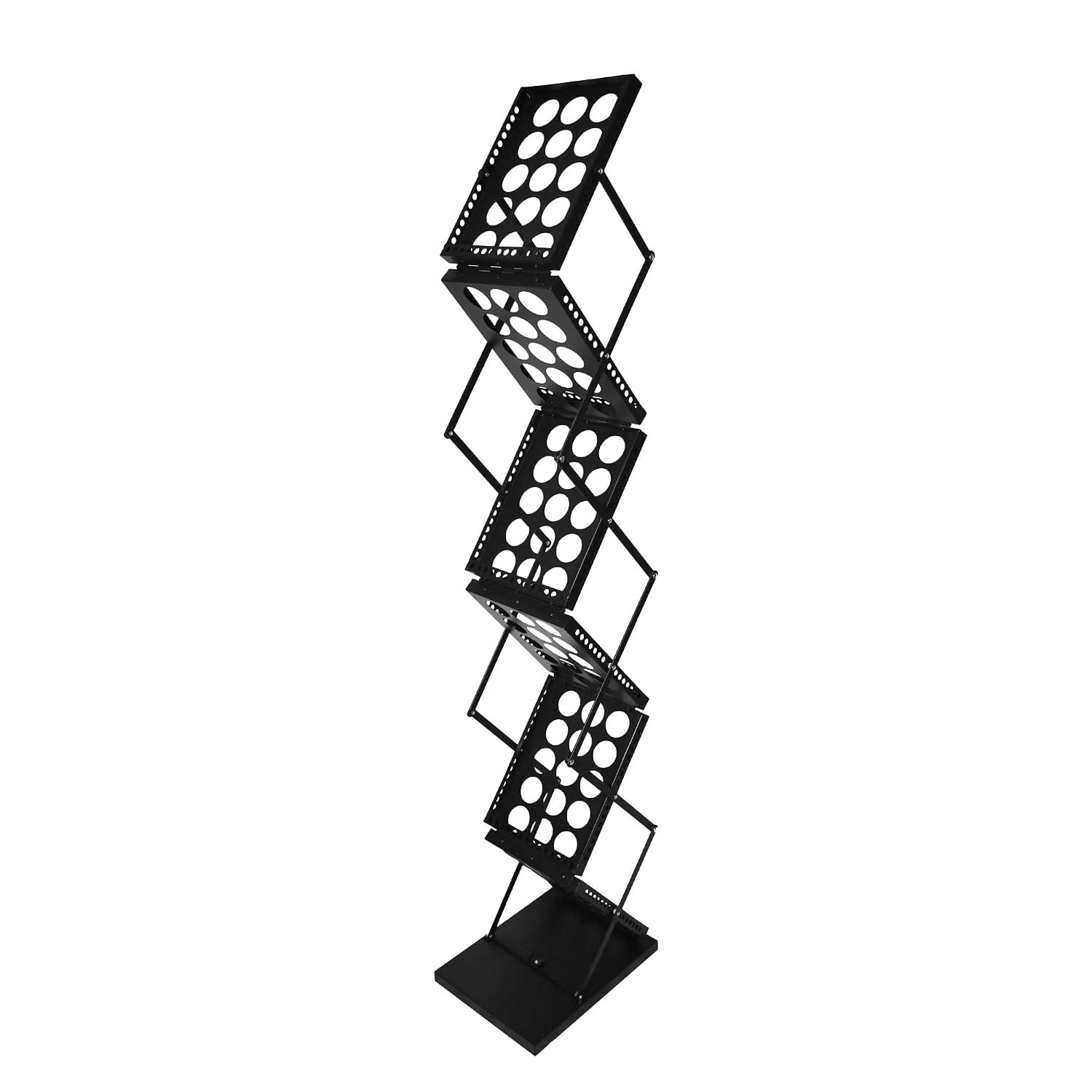 Deflecto A4 Portrait Folding Literature Floor Stand with Carry Case - Black - 6 Shelf A4 Literature Sign Holder - Magazine Holder Rack