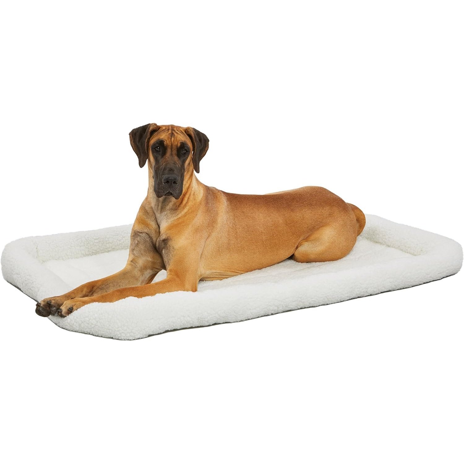 MidWest Homes for Pets QuietTime Giant Dog Bed – White Fleece Bolster, Ultra-Soft and Machine Washable, Fits 137 cm Crates and Carriers, for XXL Breed Dogs