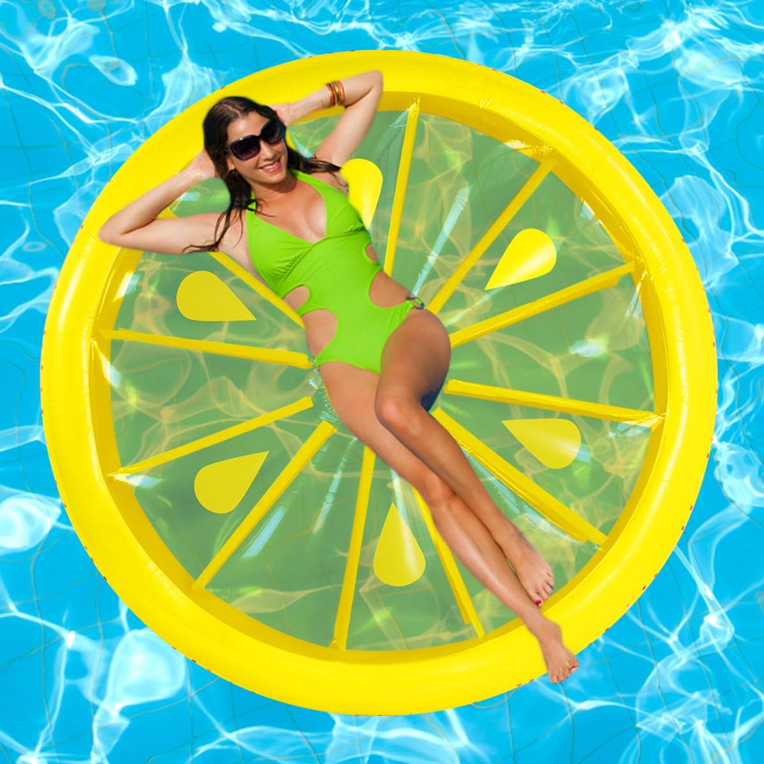 Lemon Pool Float, Pool floats for adults, Inflatable Pool rafts, Water Fun Large Blow Up Summer Beach Swimming Raft Kids and Adults. 160 cm.
