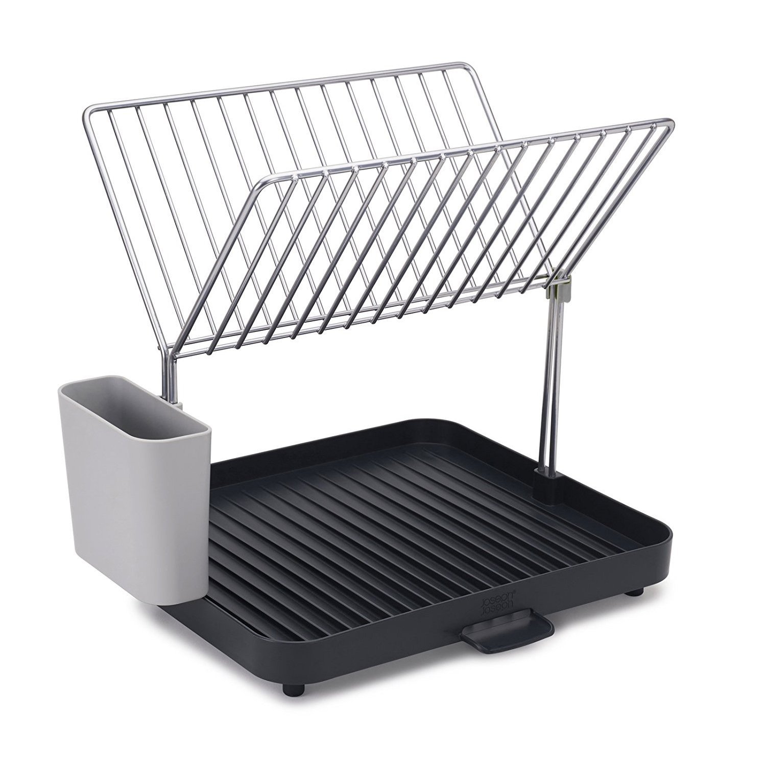 Joseph Joseph Y-Rack - Space saving 2 Tier Dish Drainer Rack with self-draining utensil pot and spout, Grey