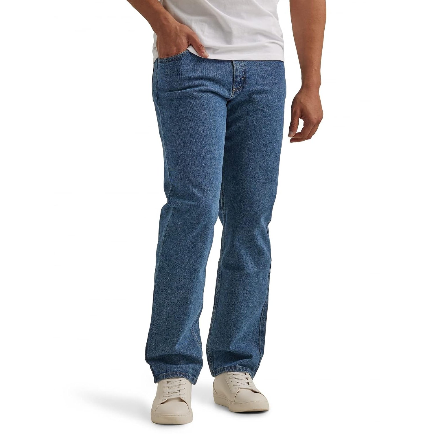 Wrangler Authentics Men's Classic 5-Pocket Relaxed Fit Jean, Dark Stonewash Flex, 38W x 30L