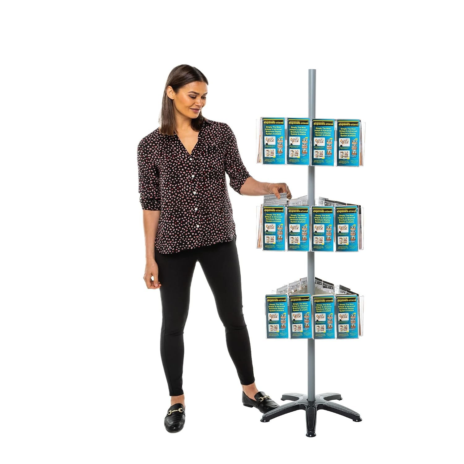 Wonderwall Leaflet Display Holder | Freestanding Revolving Brochure Dispenser | Expanda-Stand System | 36 x 1/3 of A4 Pockets