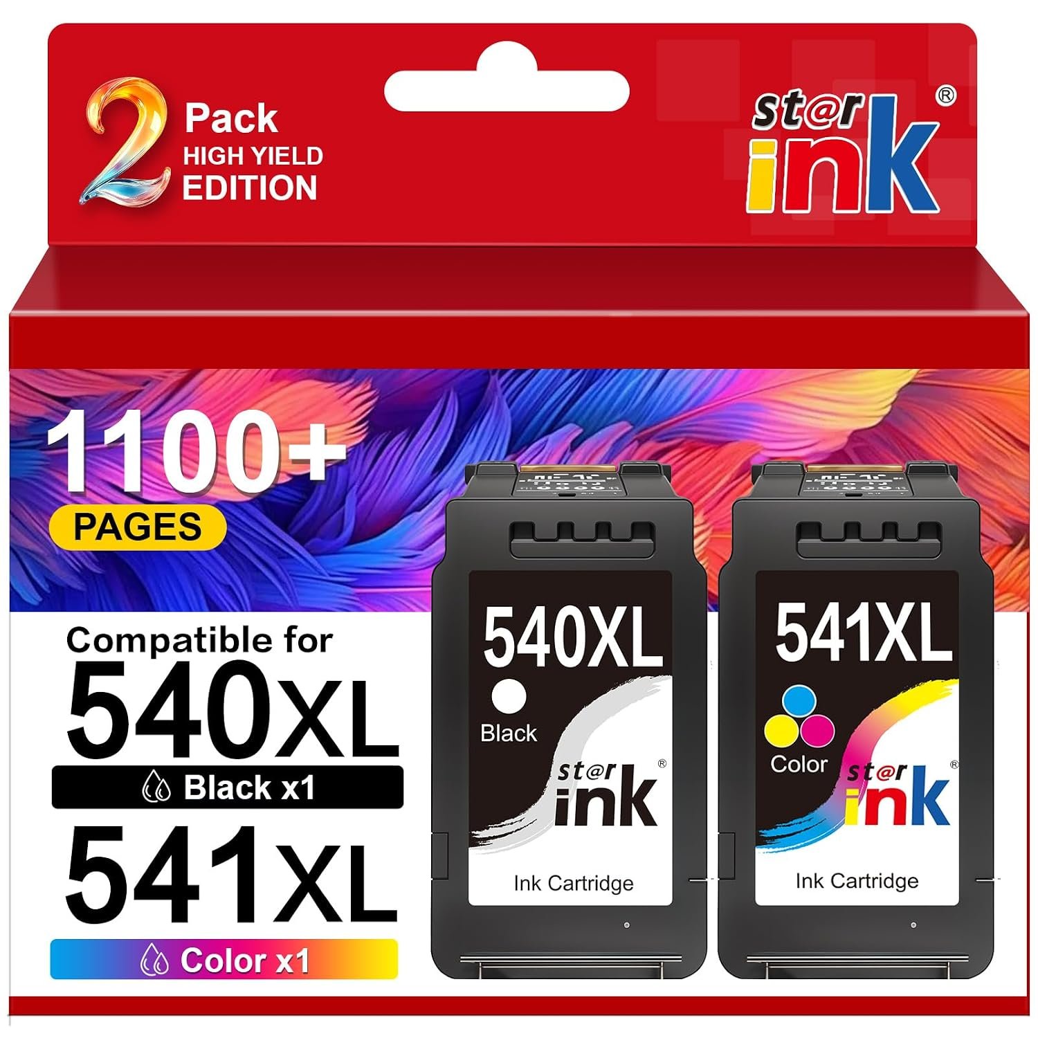 540XL 541XL Ink Cartridges Twin Pack High Yield Replacement for Canon 540 541 Ink Cartridges, PG-540XL CL-541XL Black & Colour Ink for Pixma TS5150 TS5151 MG3600 MG3650 MG3650S TS5100 MG4250 MX475