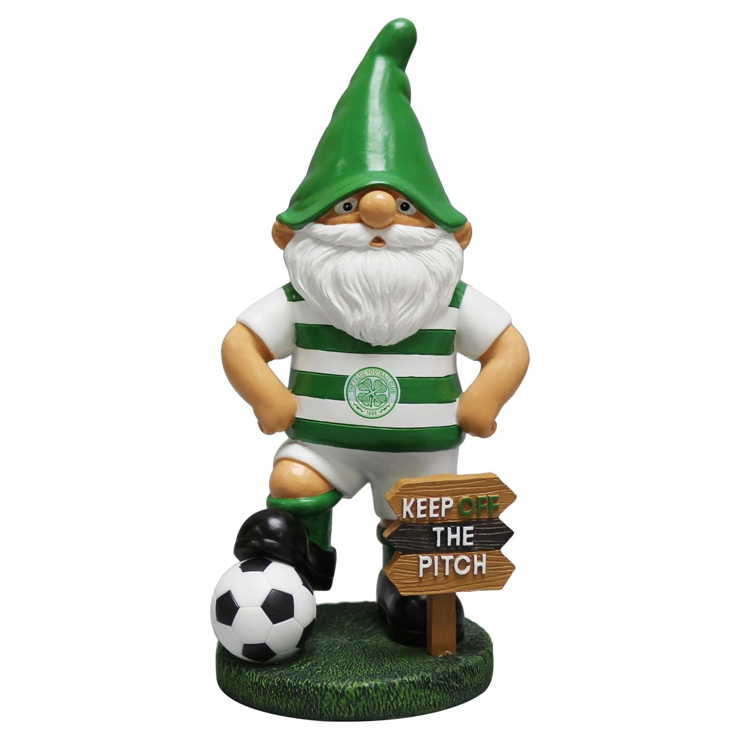 FOCO Celtic FC Football Scottish League Keep Off The Pitch Garden Gnome Ornament Indoor/Outdoor
