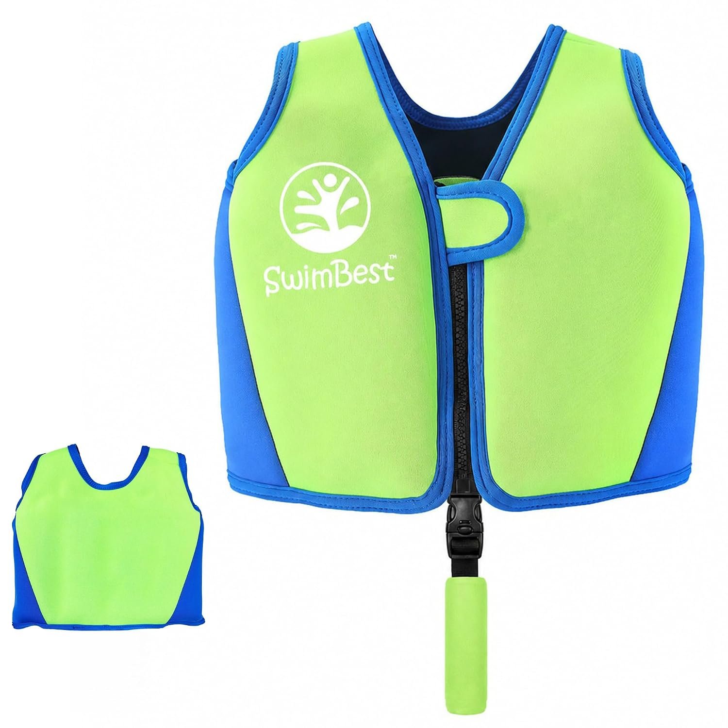SwimBest Swim Vest - For Baby, Toddler & Kids. Adjustable Buoyancy Swim Jacket, ideal for pools/beaches/holidays & Learning to Swim (Lime/Blue, S (Up to 3 Years/Up to 19kg))