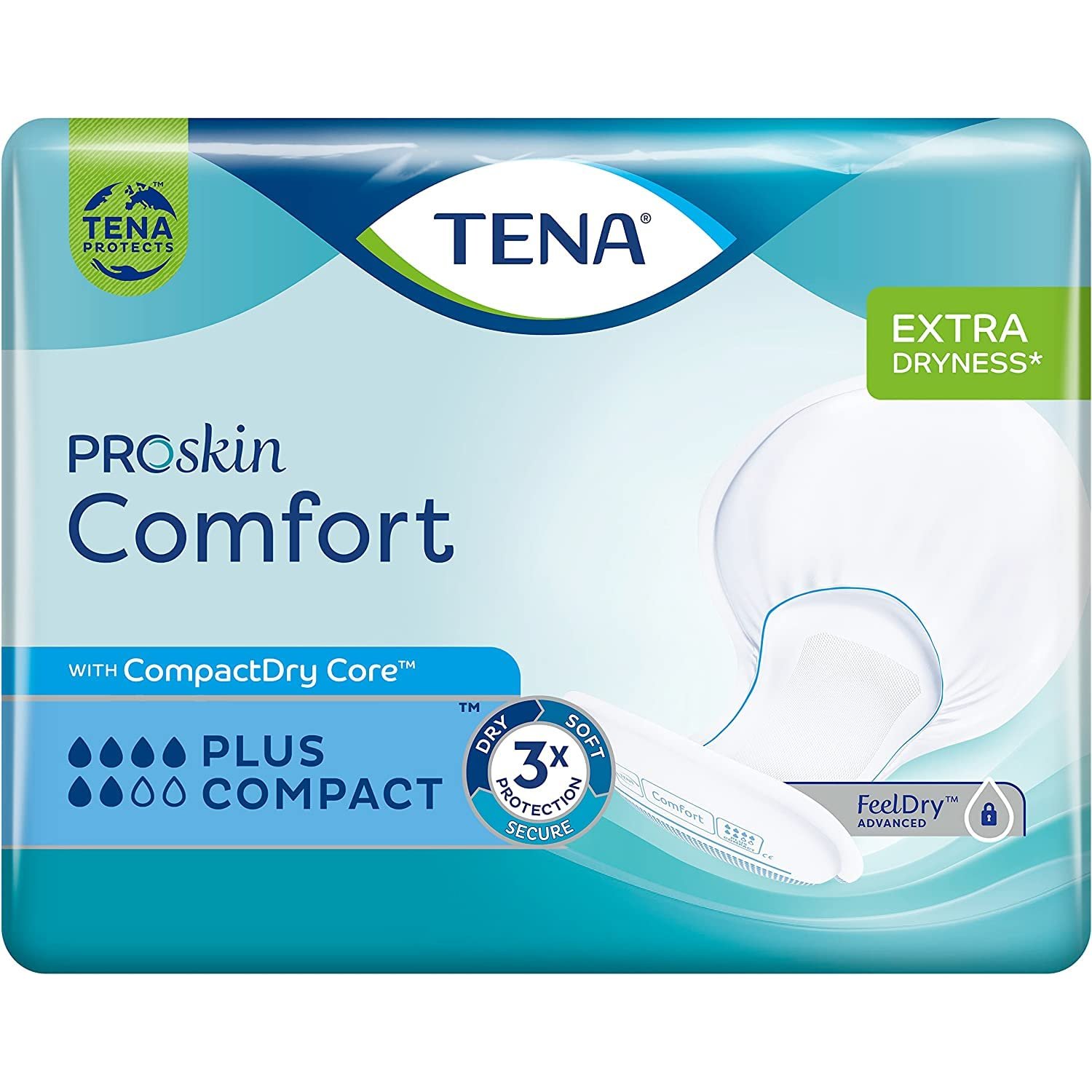TENA ProSkin Comfort Plus Compact - Incontinence Pads (3 Packs of 42)