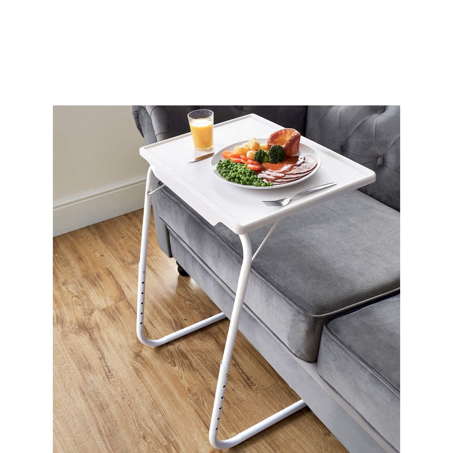 Chums TV Table Valet Portable - Foldable, Full Adjustable For Eating, Reading, Working From Home And Crafts White