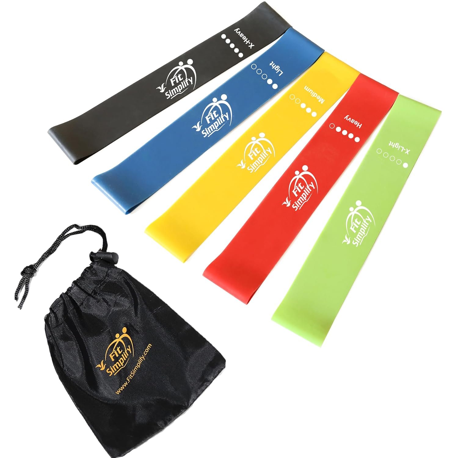 Fit Simplify Resistance Loop Exercise Bands for Home Fitness, Stretching, Strength Training, Physical Therapy, Workout Bands, Pilates Flexbands, Set of 5