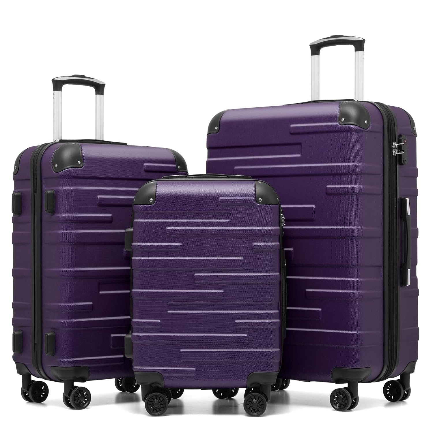 COOLIFE 3 Piece Suitcase Set, Durable Luggage Set for Family with TSA Lock