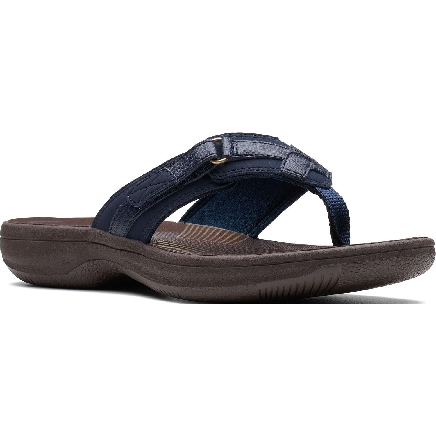 Clarks Women's Breeze Sea V2 Flip-Flop, Navy Synthetic/Brown Sole, 10 UK