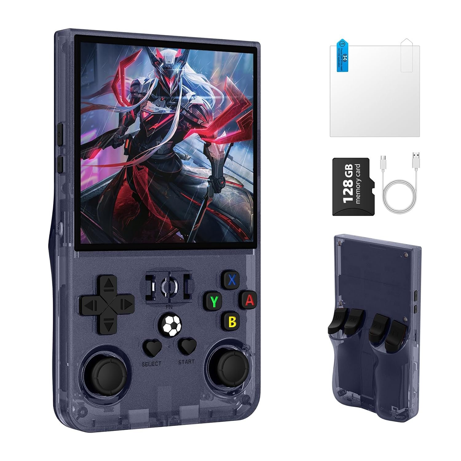 R36MAX Retro Handheld Game Console, Retro Gaming Console 4.0-inch IPS HD Screen, Video Game Consoles with Open Source Linux System & 4000mAh Battery (Gray 128GB)