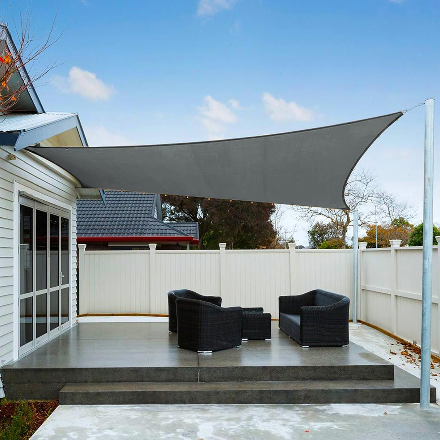 AXT SHADE Sun Shade Sail Waterproof 5x6m Rectangle UV Block Canopy Awning for Patio Outdoor Garden Backyard-Anthracite