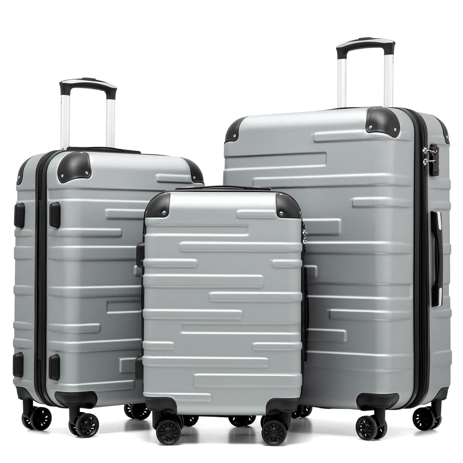 COOLIFE 3 Piece Suitcase Set, Durable Luggage Set for Family with TSA Lock