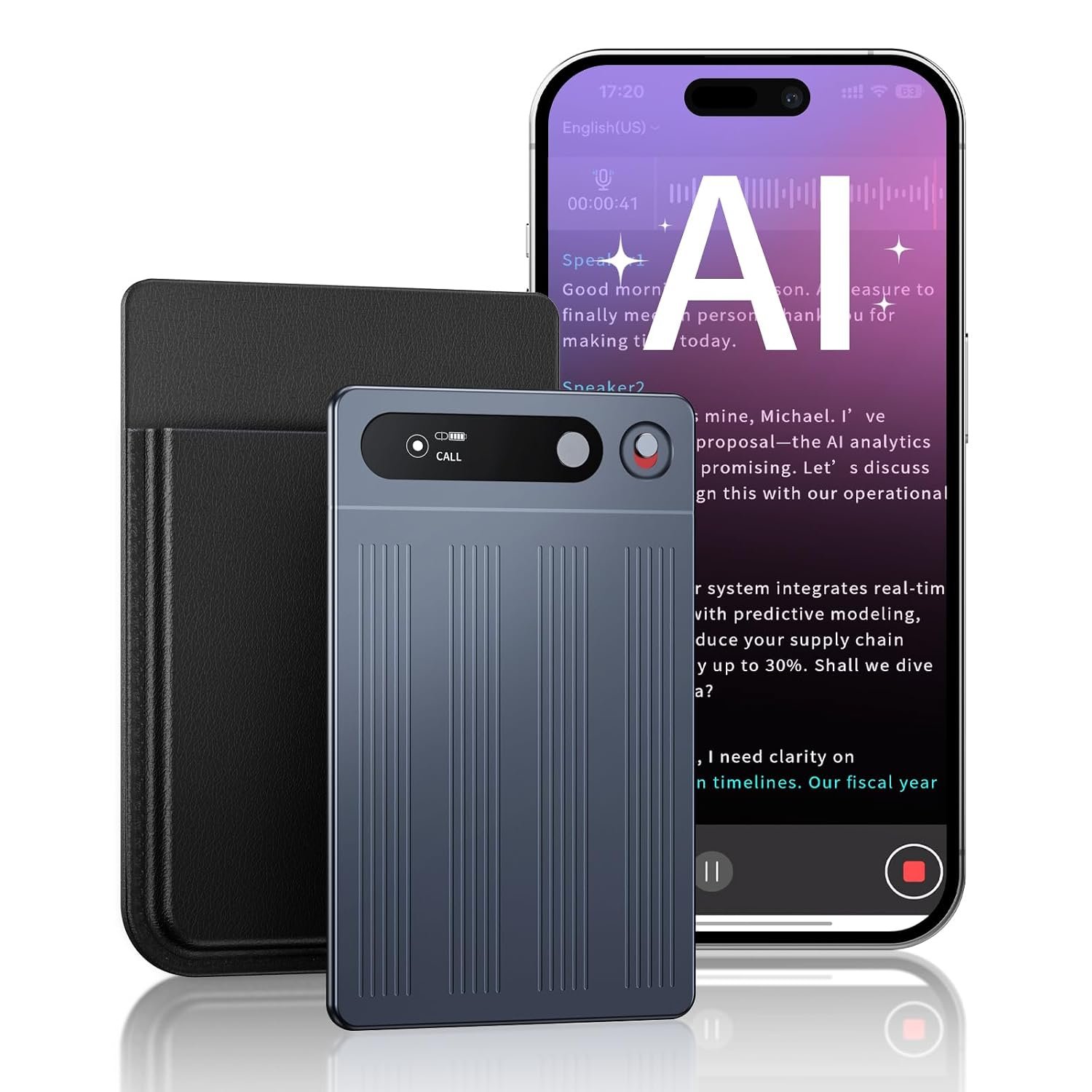 AI Voice Recorder,Dictaphone Voice Recorder-Free Transcriber&Summarize,64GB Portable Digital Recorder Support 134 Languages,App Control,Mini OLED Screen,Audio Recorder for Lectures/Meeting/Interviews