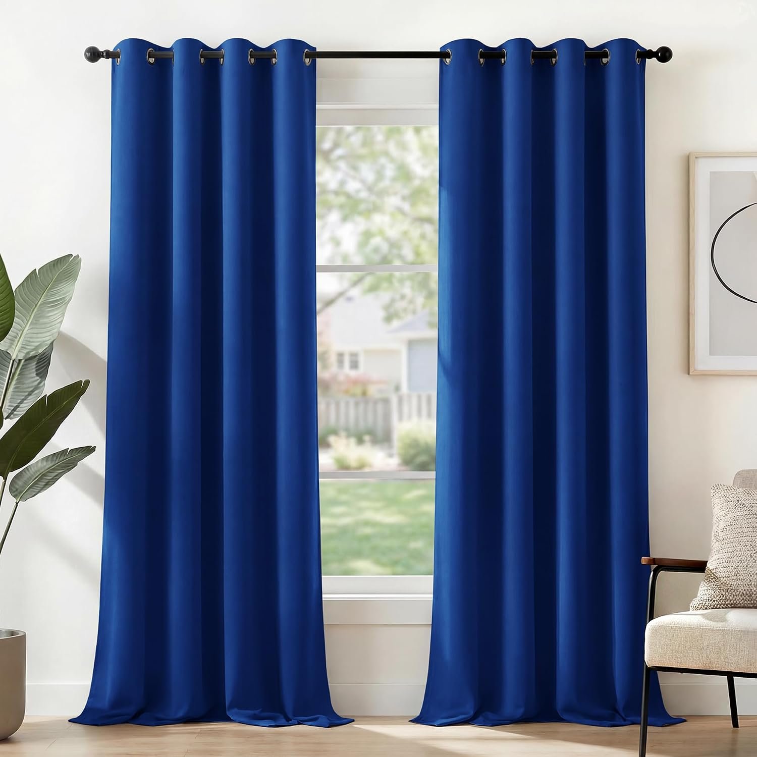 Deconovo Blackout Curtains Super Soft Bedroom Curtains Thermal Insulated Energy Saving Curtains for Kids Blue 46x84 Inch 2 Panels