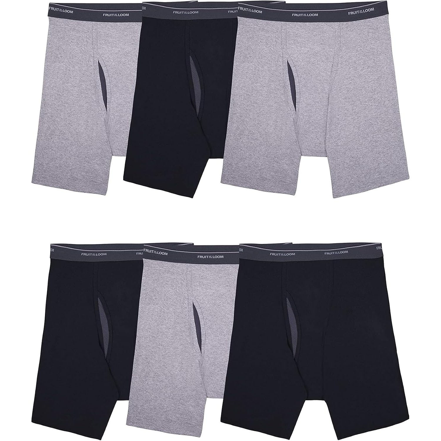 Fruit of the Loom Men's Coolzone (Assorted Colors) Boxer Briefs, 6 Pack - Black/Gray, XL UK