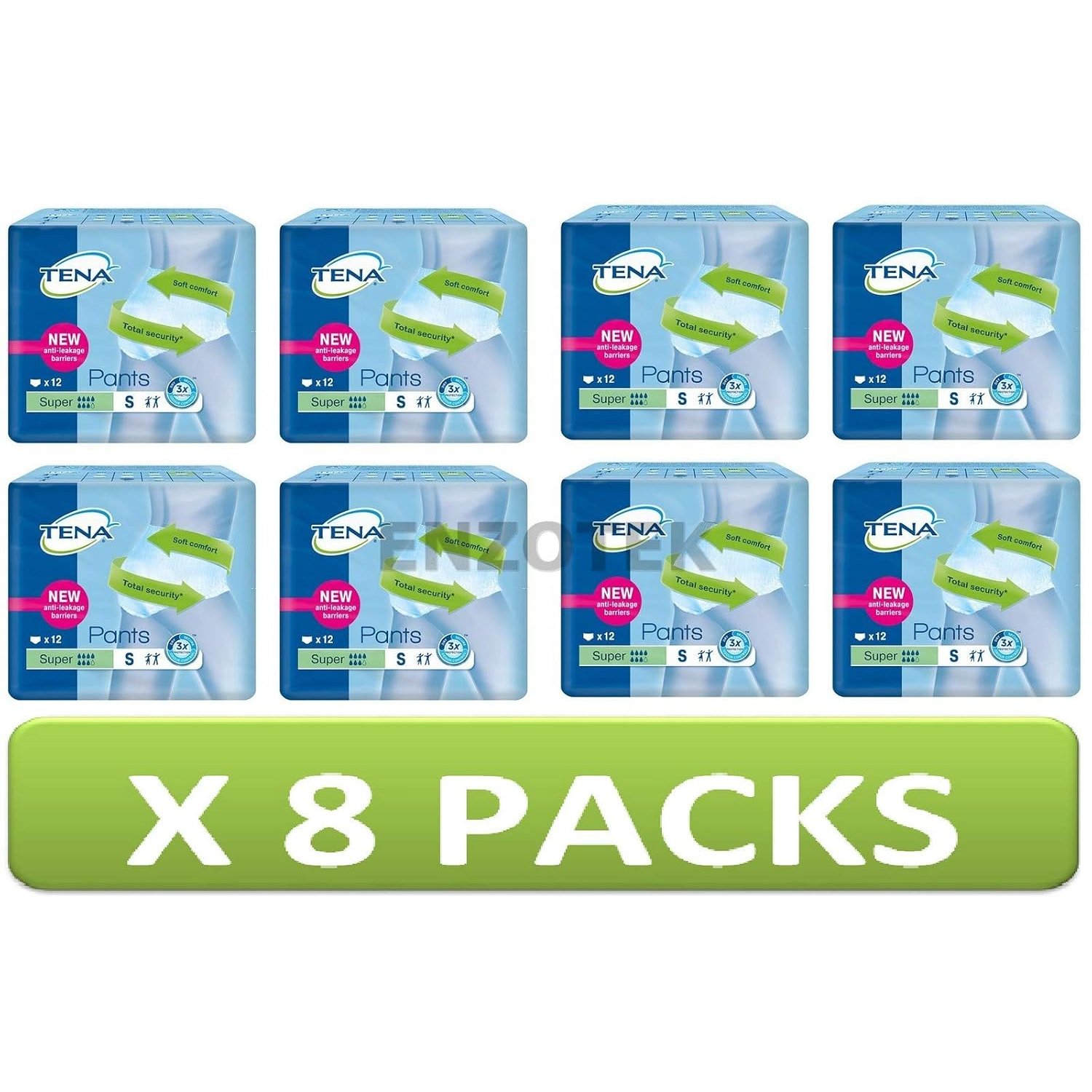 TENA Pants Super - Small - Case Saver - 8 Packs of 12 Incontinence Pads